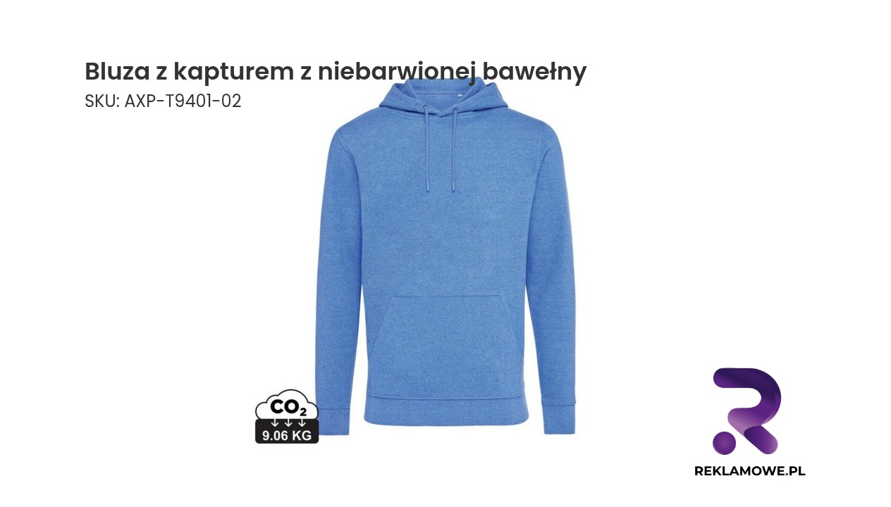 Bluza z kapturem z niebarwionej bawełny z recyklingu Iqoniq Torres Bluza z kapturem wykonana z niebarwionej bawełny