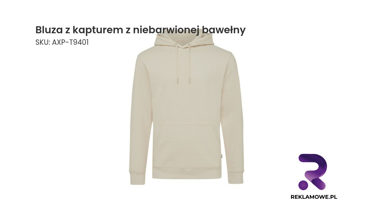 Bluza z kapturem z niebarwionej bawełny – naturalna bawełniana bluza z kapturem