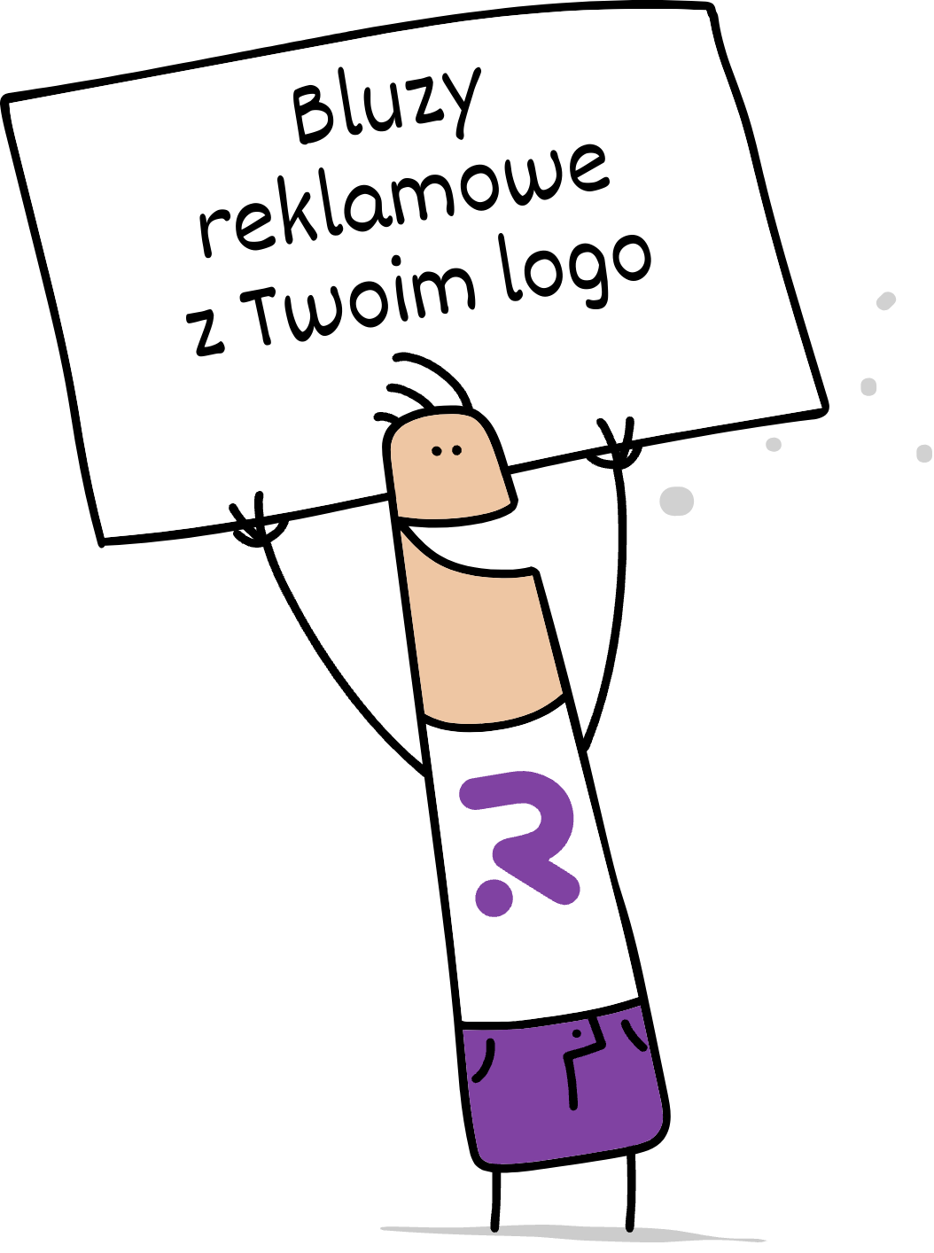 Buddy trzymający napis bluzy reklamowe z Twoim logo